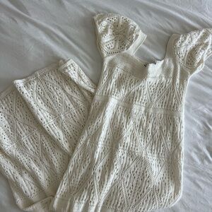 Zara crochet midi dress cream size m